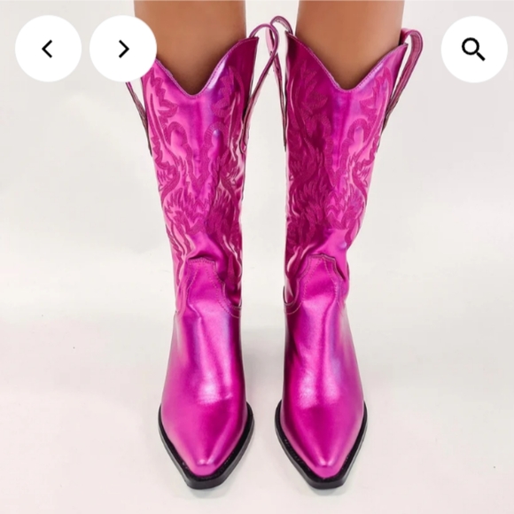 Billini Metallic Fuscia Pink Cowboy Boots, Vibrant Western Style, Size 8 - Picture 5 of 7